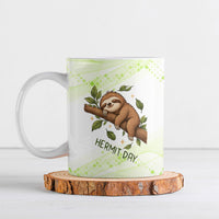 Meditating Sloth Hermit Day Ceramic Mug Just Breathe Mindfulness Coffee Animal