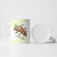 Meditating Sloth Hermit Day Ceramic Mug Just Breathe Mindfulness Coffee Animal