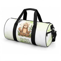 Meditating Sloth Hermit Day Duffle Bag Just Breathe Mindfulness Coffee Animal