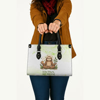 Meditating Sloth Hermit Day Leather Bag Just Breathe Mindfulness Coffee Animal