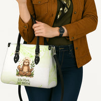 Meditating Sloth Hermit Day Leather Bag Just Breathe Mindfulness Coffee Animal