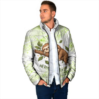 Meditating Sloth Hermit Day Padded Jacket Just Breathe Mindfulness Coffee Animal