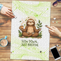 Meditating Sloth Hermit Day Puzzle Just Breathe Mindfulness Coffee Animal