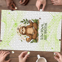 Meditating Sloth Hermit Day Puzzle Just Breathe Mindfulness Coffee Animal