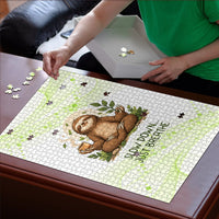 Meditating Sloth Hermit Day Puzzle Just Breathe Mindfulness Coffee Animal