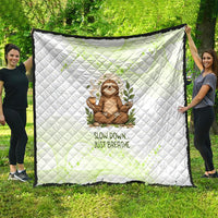 Meditating Sloth Hermit Day Quilt Just Breathe Mindfulness Coffee Animal