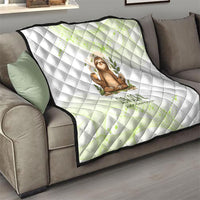 Meditating Sloth Hermit Day Quilt Just Breathe Mindfulness Coffee Animal