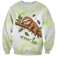 Meditating Sloth Hermit Day Sweatshirt Just Breathe Mindfulness Coffee Animal