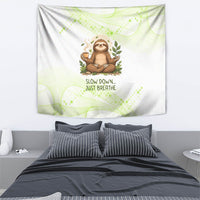 Meditating Sloth Hermit Day Tapestry Just Breathe Mindfulness Coffee Animal