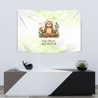Meditating Sloth Hermit Day Tapestry Just Breathe Mindfulness Coffee Animal
