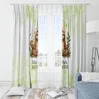 Meditating Sloth Hermit Day Window Curtain Just Breathe Mindfulness Coffee Animal