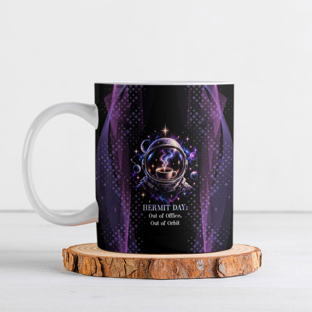 Hermit Day Astronaut Coffee Ceramic Mug Lost In My Own Space Cosmic Graphic