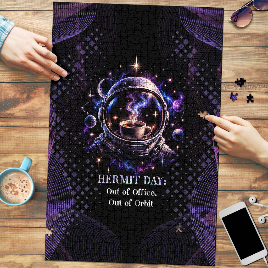 Hermit Day Astronaut Coffee Puzzle Lost In My Own Space Cosmic Graphic