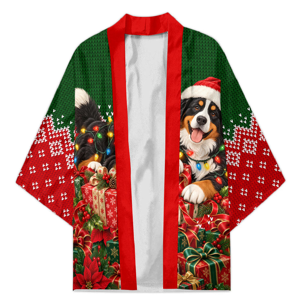 Bernese Mountain Dog Christmas Kimono Santa Hat Festive Lights Gift Box - For Dog Lover