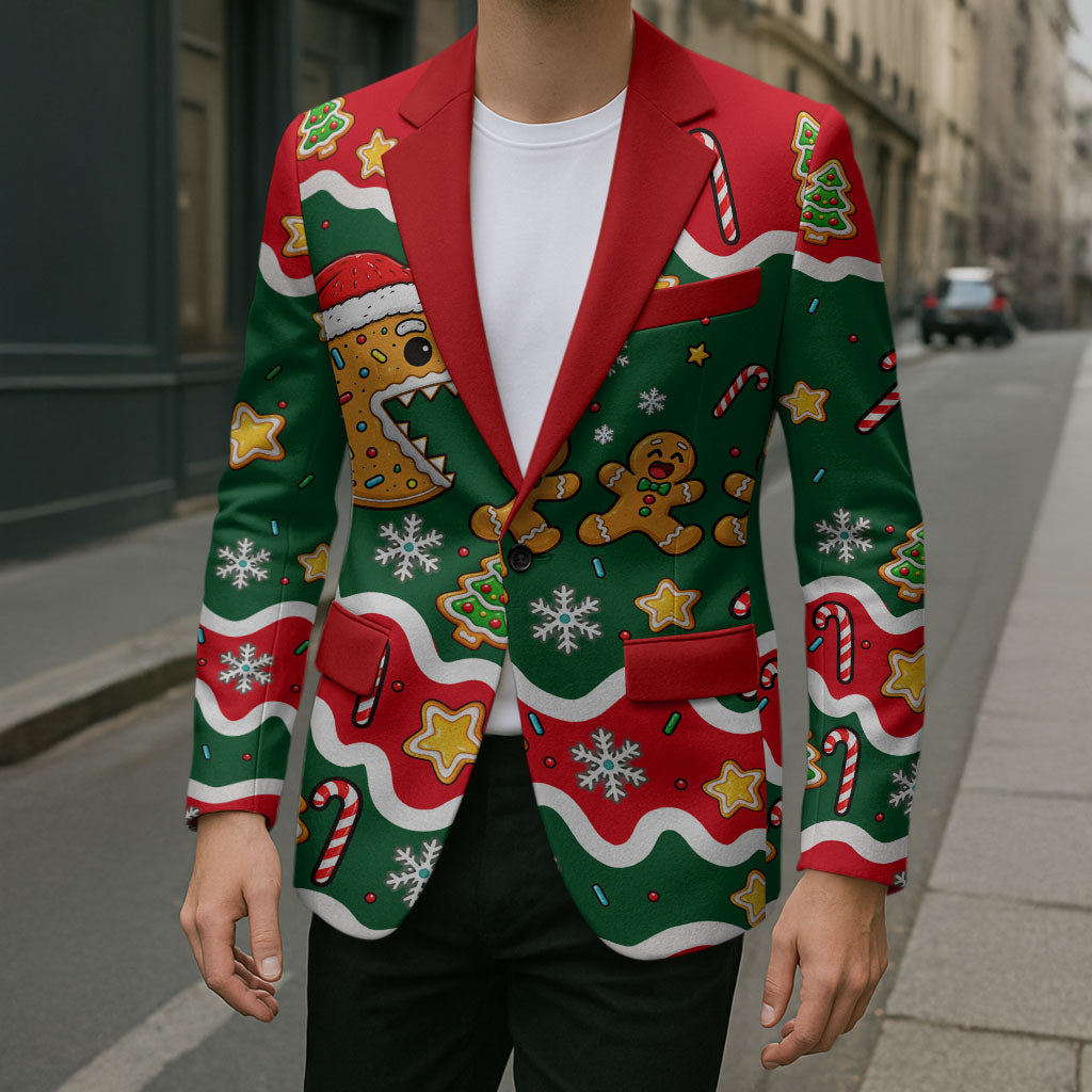 Gingerbread Cookies Christmas Blazer Cute Arcade Game Candy Cane Merry Christmas