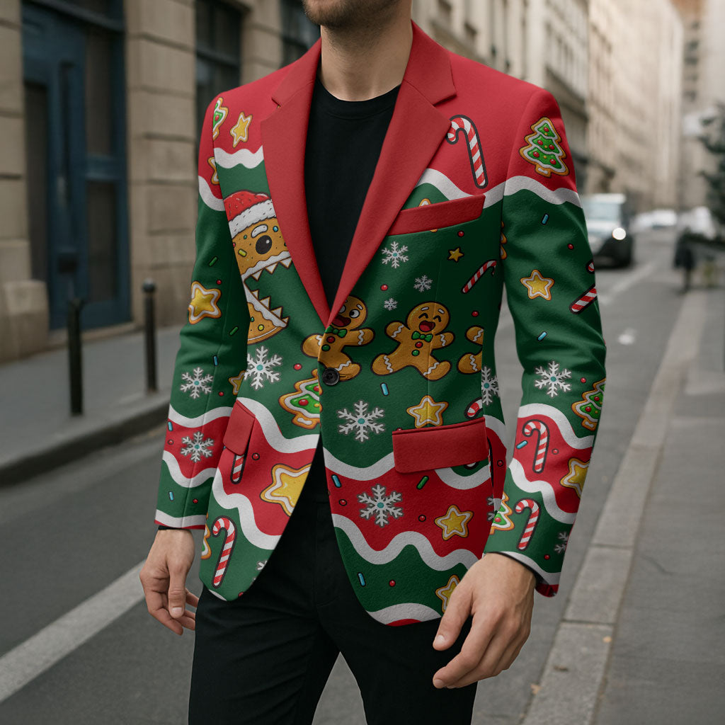 Gingerbread Cookies Christmas Blazer Cute Arcade Game Candy Cane Merry Christmas