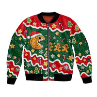 Gingerbread Cookies Christmas Bomber Jacket Cute Arcade Game Candy Cane Merry Christmas