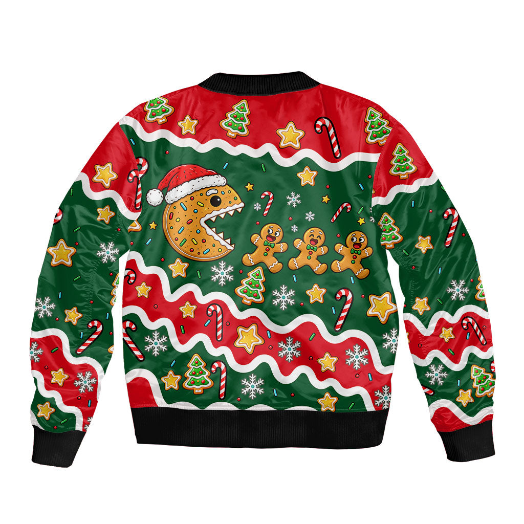 Gingerbread Cookies Christmas Bomber Jacket Cute Arcade Game Candy Cane Merry Christmas