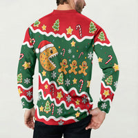 Gingerbread Cookies Christmas Button Sweatshirt Cute Arcade Game Candy Cane Merry Christmas