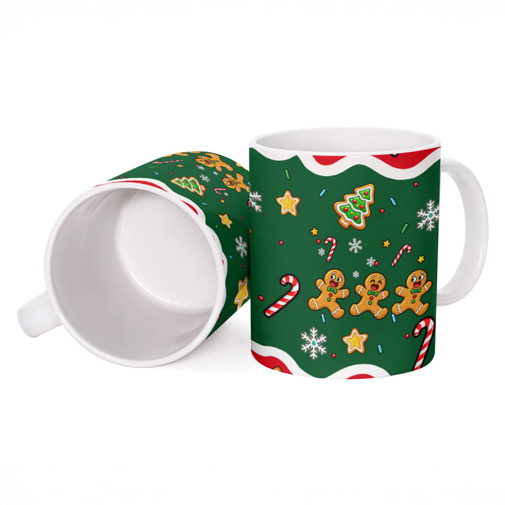 Gingerbread Cookies Christmas Ceramic Mug Cute Arcade Game Candy Cane Merry Christmas