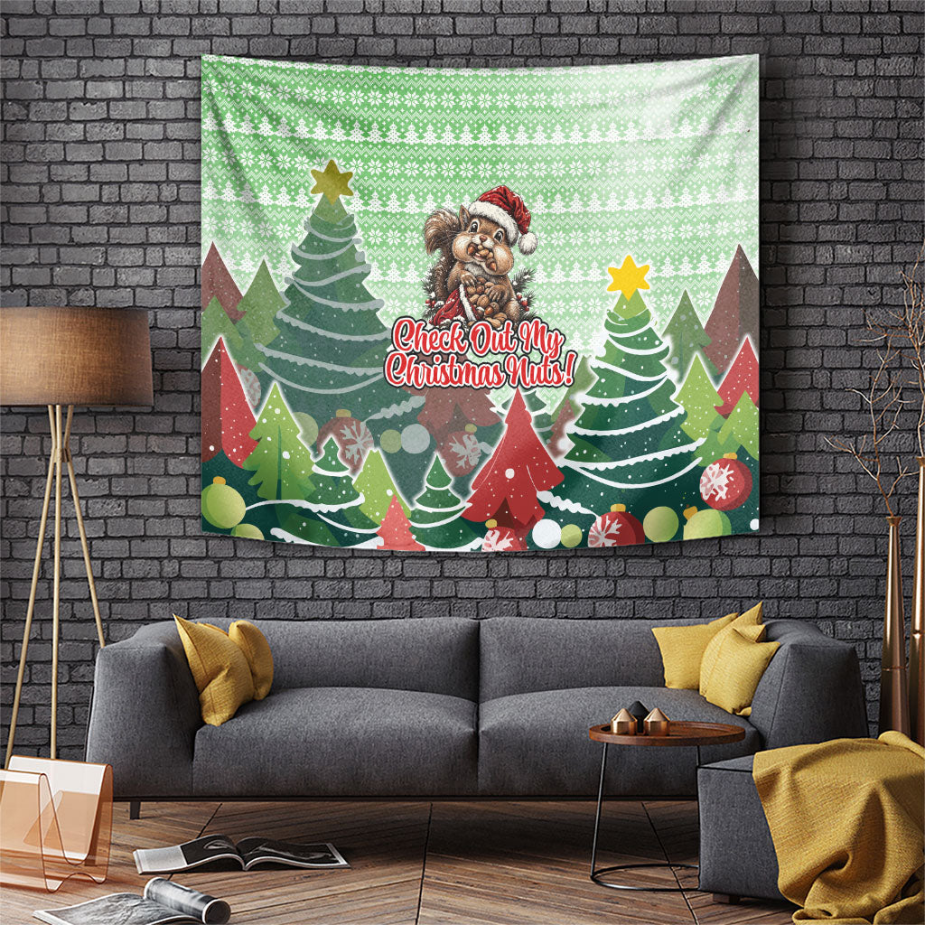 Wanna See My Nuts Funny Christmas Squirrel Tapestry Cute Squirrel Santa Vintage Xmas