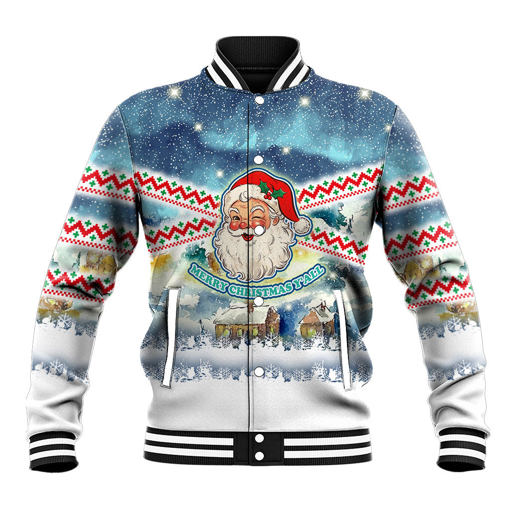 Vintage Santa Christmas Baseball Jacket Retro Winking Santa Groovy Cute Xmas Snowy Winter