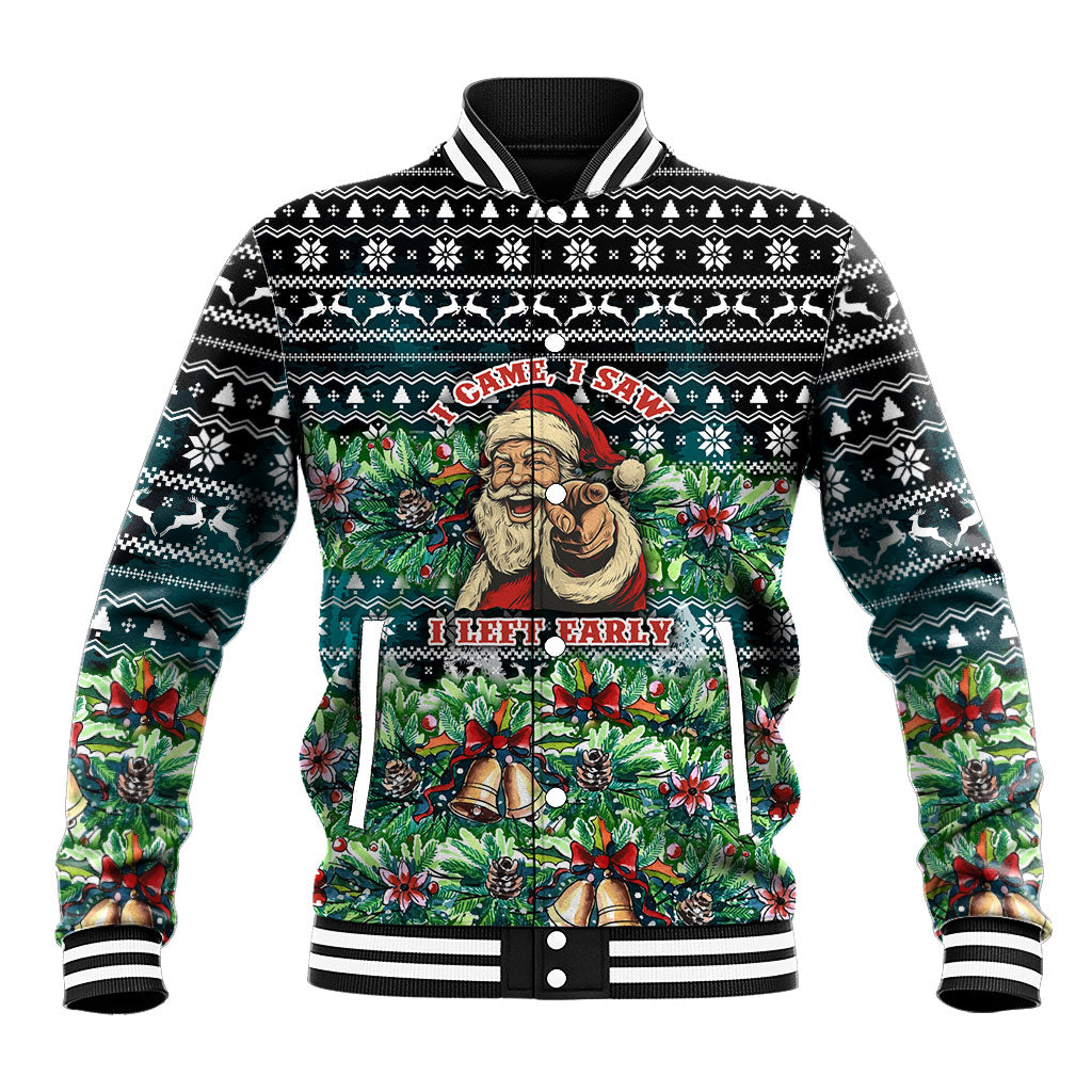 I Don't Believe In You Either Santa Baseball Jacket Funny Santa Claus Christmas