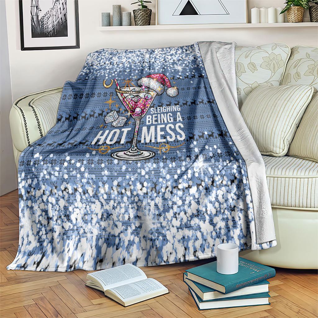 Sleighing Being A Hot Mess Santa's Favorite Blanket Christmas Style Cocktail Martini Glass