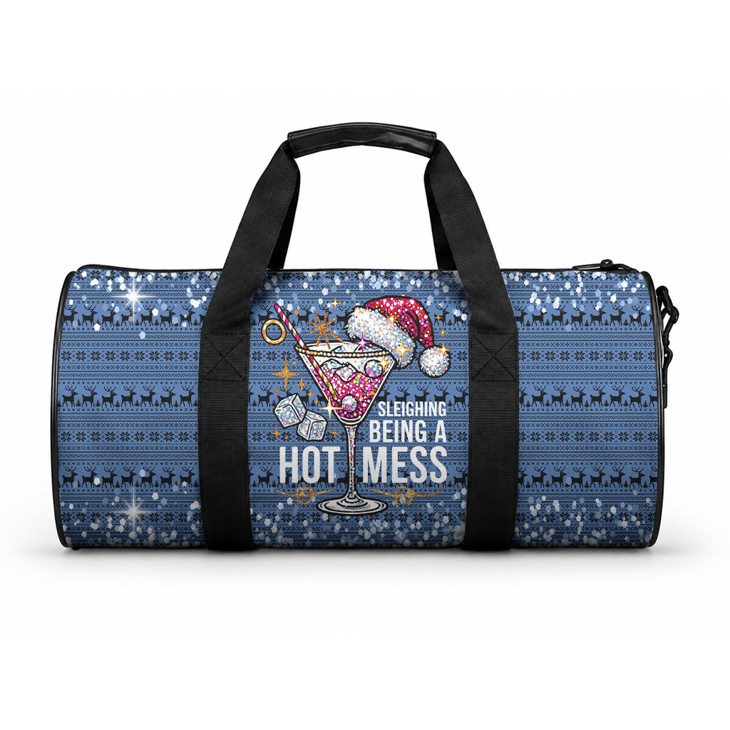 Sleighing Being A Hot Mess Santa's Favorite Duffle Bag Christmas Style Cocktail Martini Glass
