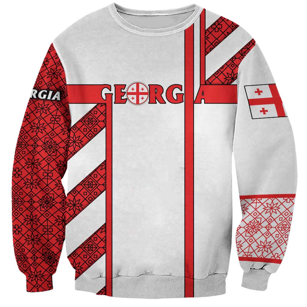 Georgia Sweatshirt with Red Cross and Golden Lions Emblem Never Bows Design - Wonder Print Shop