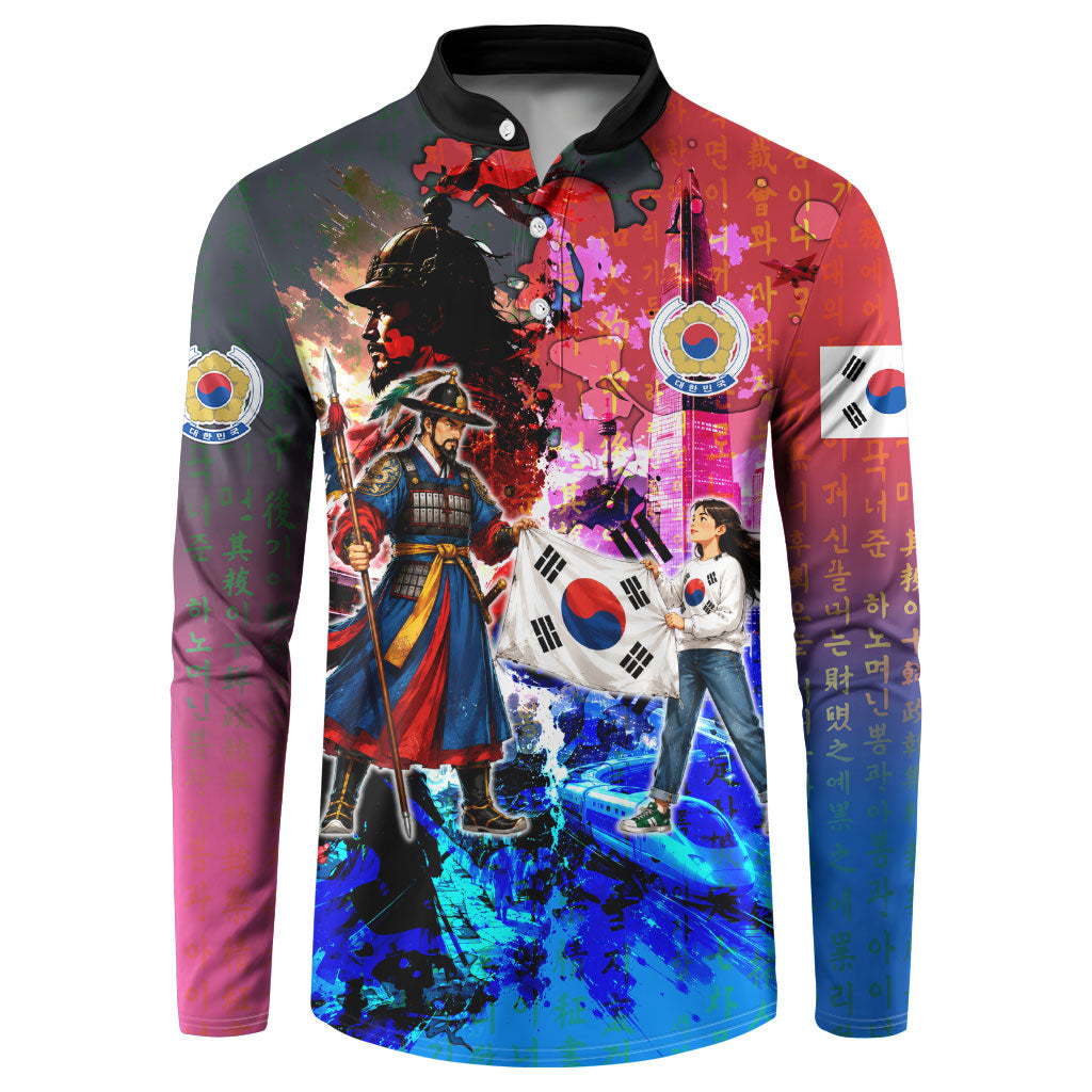 South Korea Flag Day Button Sweatshirt National Pride - Traditional Warrior - Modern History