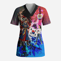 South Korea Flag Day Scrub Top National Pride - Traditional Warrior - Modern History