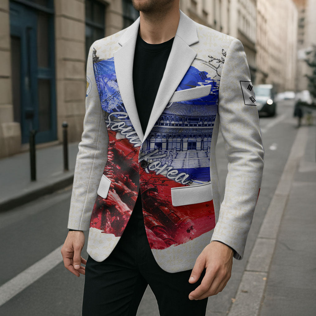 South Korea Flag Day Blazer Patriotic Cultural Landmarks Map