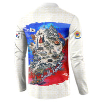 South Korea Flag Day Button Sweatshirt Patriotic Cultural Landmarks Map