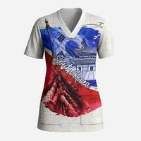 South Korea Flag Day Scrub Top Patriotic Cultural Landmarks Map