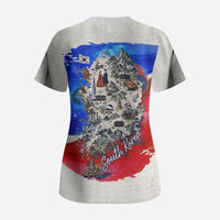 South Korea Flag Day Scrub Top Patriotic Cultural Landmarks Map