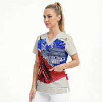 South Korea Flag Day Scrub Top Patriotic Cultural Landmarks Map