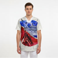 South Korea Flag Day Scrub Top Patriotic Cultural Landmarks Map
