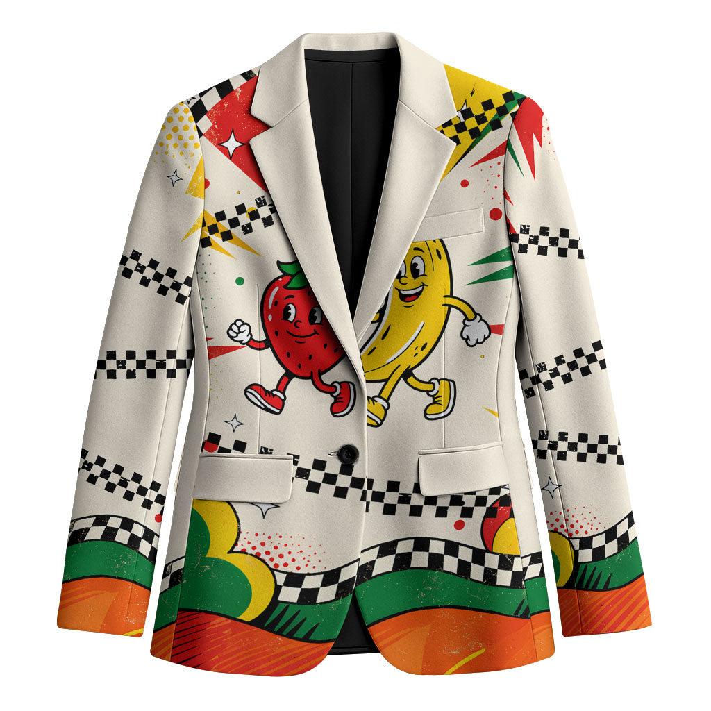 Support Your Fruity Friends Love Wins Gay Pride Blazer LGBTQ Retro 30s Cartoon Checkered