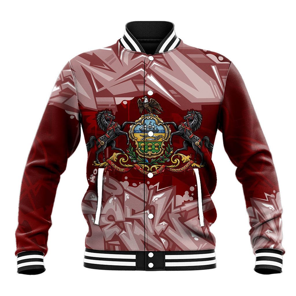 Personalized Pennsylvania Coat Of Arms Baseball Jacket Street Art Graffiti Graphic