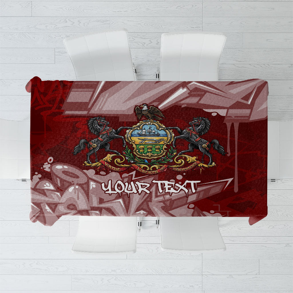 Personalized Pennsylvania Coat Of Arms Tablecloth Street Art Graffiti Graphic