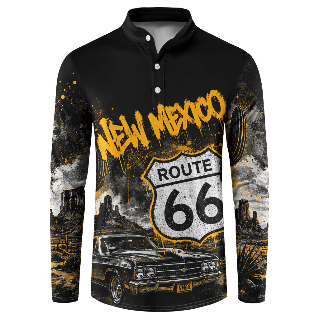 Personalized New Mexico Route 66 Classic Car Button Sweatshirt Desert Cactus Grunge Paint Splatter Vintage Road Trip