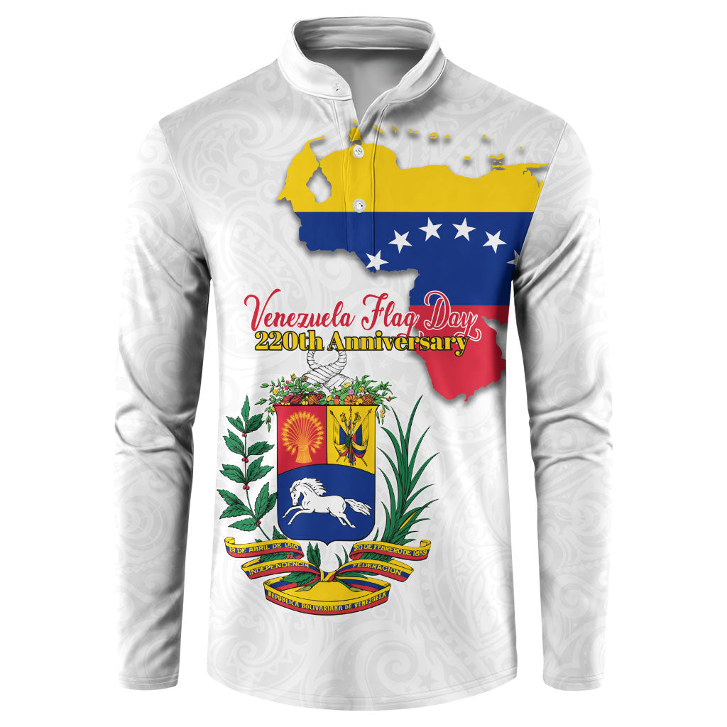 Venezuela Flag Day 220th Anniversary Button Sweatshirt Patriotic Map Coat Of Arms Subtle