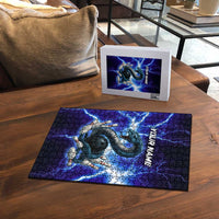 Snake and Bowling Ball Design Puzzle with Lightning Background and Custom Team Name Text - Wonder Print Shop