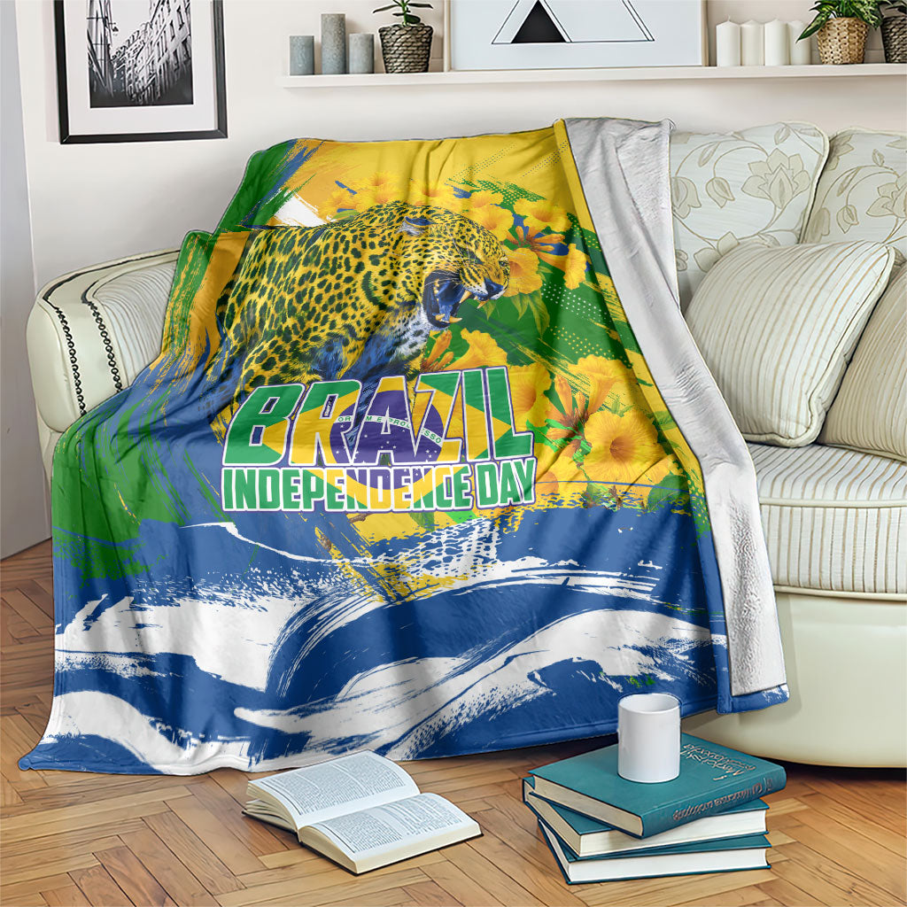 Brazil Independence Day Blanket Roaring Jaguar Christ Redeemer Tropical Floral