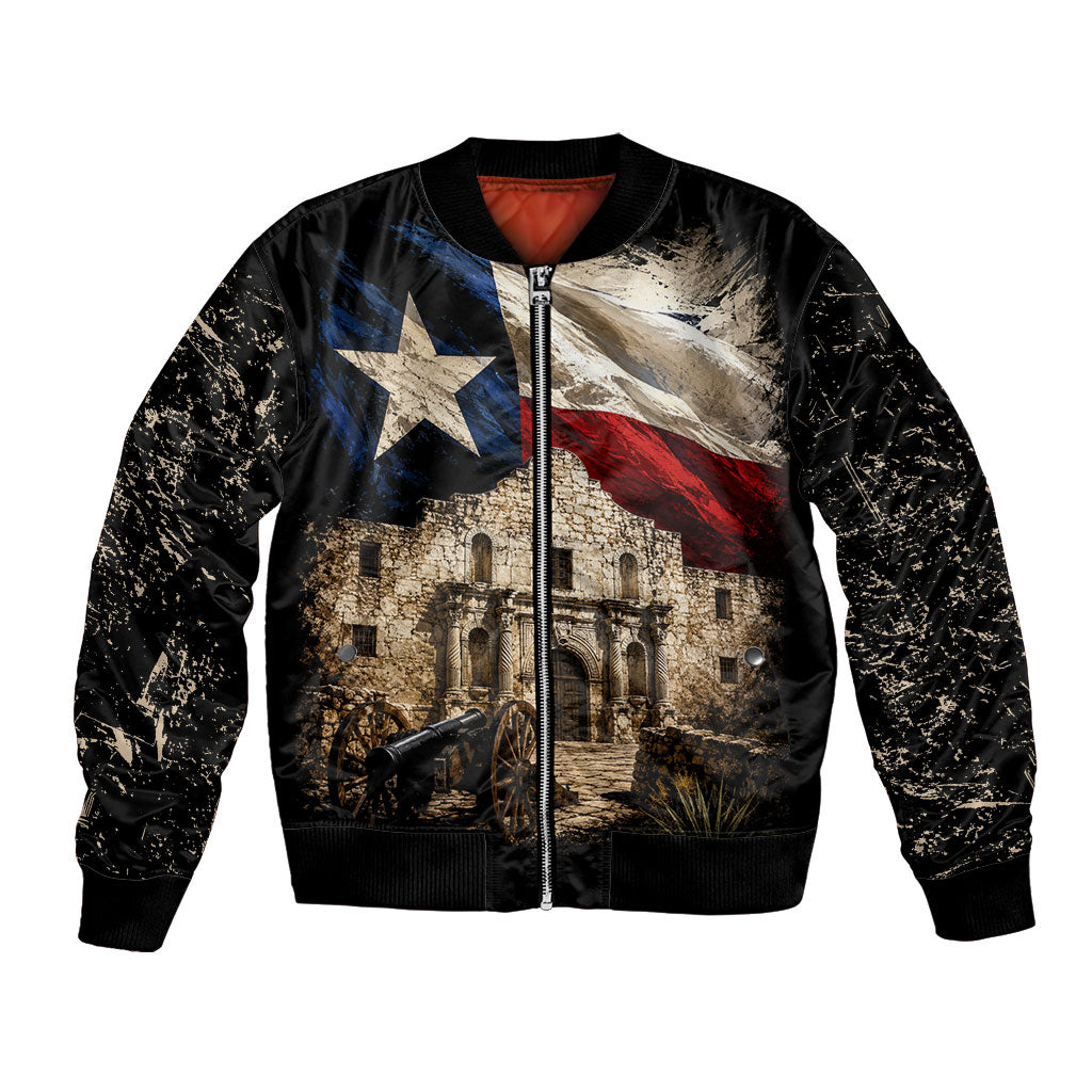 Remember The Alamo Texas Flag Bomber Jacket Distressed Historical Texan Pride
