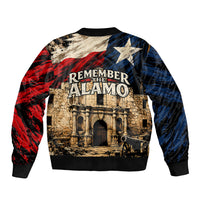Remember The Alamo Texas Sleeve Zip Bomber Jacket Texan Pride Historical Heritage