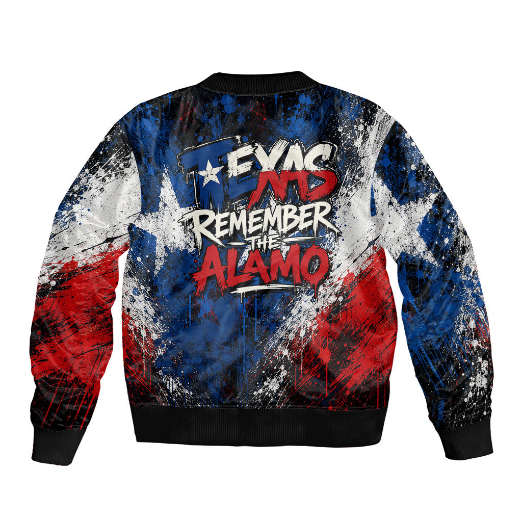 Texas Remember The Alamo Bomber Jacket Distressed Splatter Paint Texan Pride