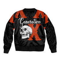 Generation X Skull Sleeve Zip Bomber Jacket Retro Distressed Grunge Edgy Nostalgia
