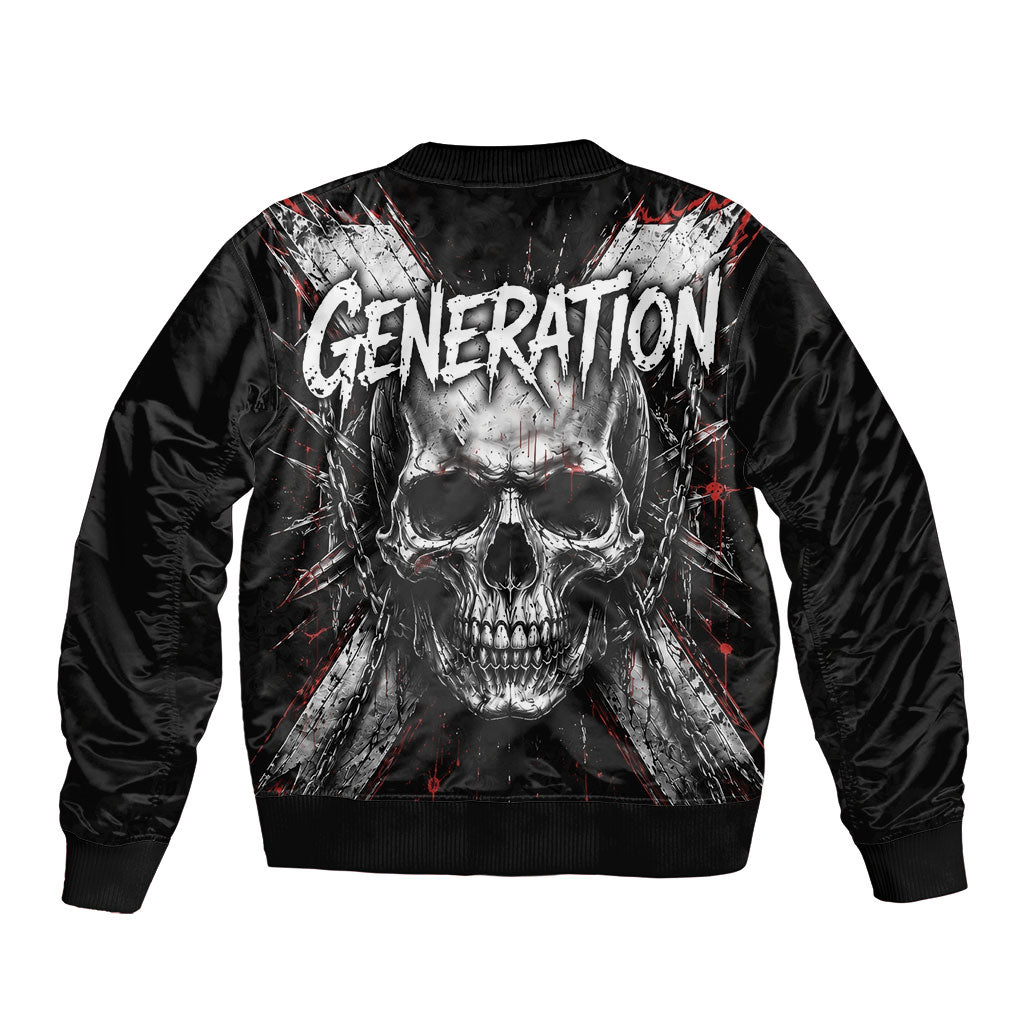 Generation X Skull Bomber Jacket Distressed Heavy Metal Grunge